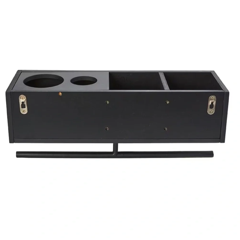 NIB Black Organization Bathroom Wall Shelf with Towel Bar!